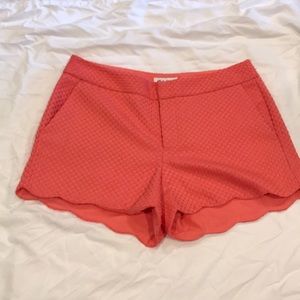 Coral Scallop Hem Shorts
